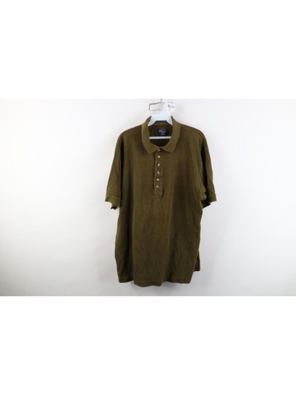 Vtg 90s Streetwear Mens Large Faded Thermal Waffle Knit Golf Polo Shirt Green